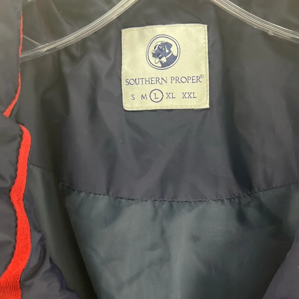 Southern Proper Campground Vest Puffer Navy Blue and Green - Large